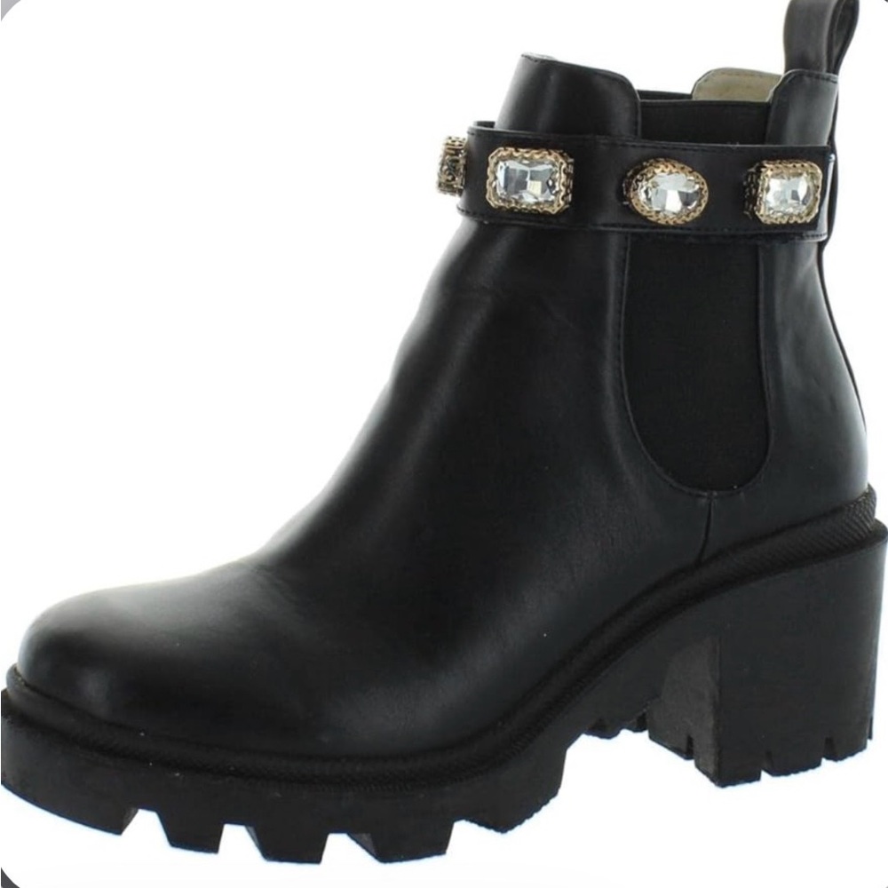 Steve Madden Black Ankle Boots with Jewel Strap